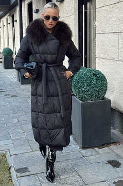 Модный пуховик приталенный Vivilona под пояс