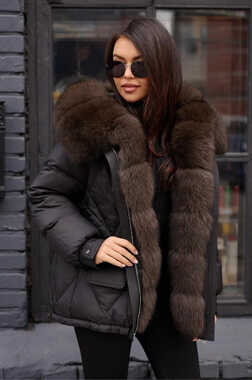 Пуховик с Btn Button с мехом вдоль молнии