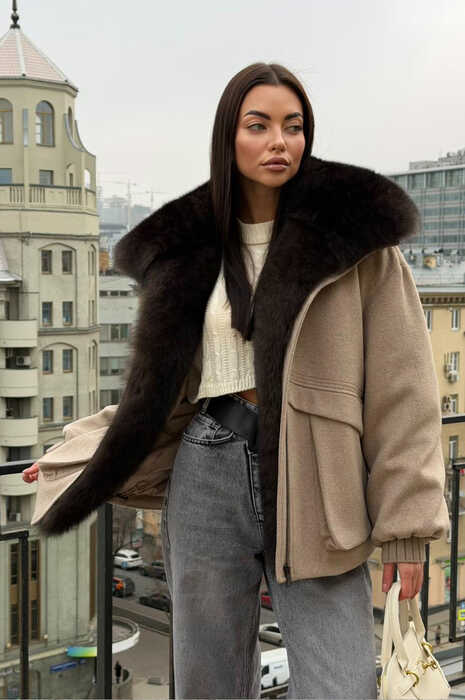 Пуховик кашемировый Tannossto с песцом