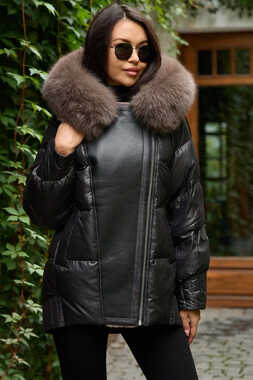 Короткий пуховик btn с вставкой из экокожи