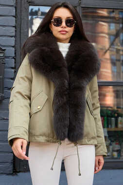 Пуховик одеяло Vivilona зеленый с песцом